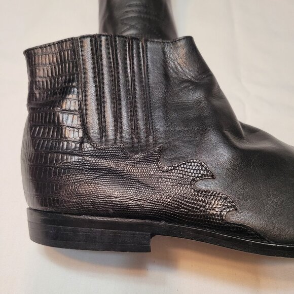 Vtg Guess by Georges Marciano Italy Black Leather Motorcycle Men Ankle Boots 8.5 main image 14